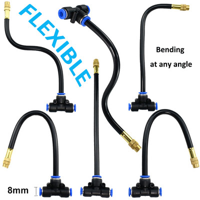 6 gab. Brīvi saliekts vara miglas sprausla Universāls izsmidzināšanas uzgalis 8 mm, taisns spiedes savienojums, dārza mitrināšanas smidzinātājs