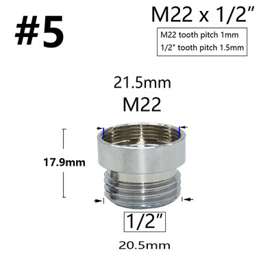 Messingist hõbedane veekraani liitmik 1/2" kuni M16 M18 M20 M22 M24 M28 keermega ühendus vasest liitmikud köögi ja vannitoa jaoks