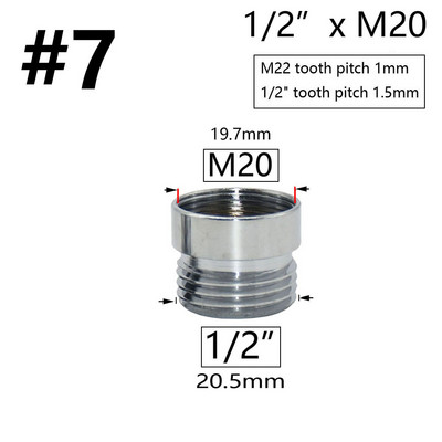 Messingist hõbedane veekraani liitmik 1/2" kuni M16 M18 M20 M22 M24 M28 keermega ühendus vasest liitmikud köögi ja vannitoa jaoks