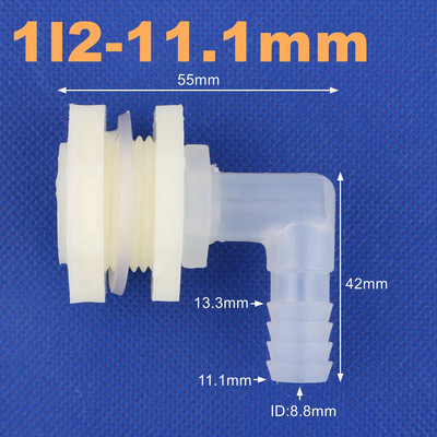 1 set ABS 1/2 inča do 6,4~20 mm koljenasti priključak za spremnik za vodu, spoj cijevi za navodnjavanje za akvarij, vrt, Adapter za vodu od 90 stupnjeva
