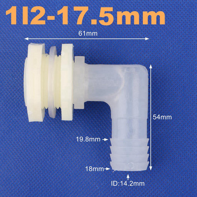 1 set ABS 1/2 inča do 6,4~20 mm koljenasti priključak za spremnik za vodu, spoj cijevi za navodnjavanje za akvarij, vrt, Adapter za vodu od 90 stupnjeva