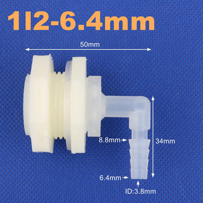 1 set ABS 1/2 inča do 6,4~20 mm koljenasti priključak za spremnik za vodu, spoj cijevi za navodnjavanje za akvarij, vrt, Adapter za vodu od 90 stupnjeva