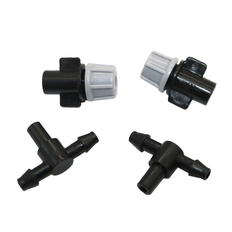 10 gab. Pelēka izsmidzināšanas uzgalis ar 4/7 mm Tee Uzklājiet Laistīšana Izsmidzina uz augiem Izsmidzināšanas rādiuss 0,6-0,9 m augstas kvalitātes smidzinātāja sprausla