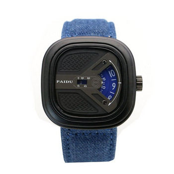 UTHAI CE96 Пънк стил квадратен грамофон за момчета Модерен мъжки моден часовник с грамофон Wild Belt Водоустойчив кварцов часовник