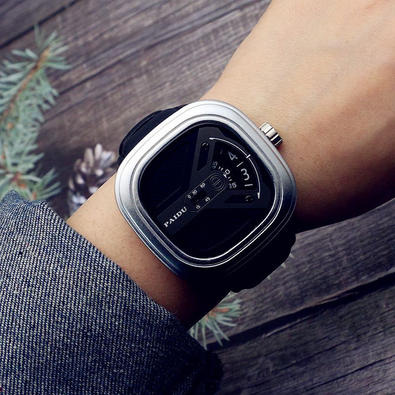 UTHAI CE96 Panka stila kvadrātveida atskaņotājs zēniem, moderns vīriešu atskaņotājs, moderns pulkstenis Wild Belt ūdensizturīgs kvarca pulkstenis