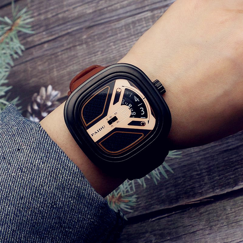 UTHAI CE96 Panka stila kvadrātveida atskaņotājs zēniem, moderns vīriešu atskaņotājs, moderns pulkstenis Wild Belt ūdensizturīgs kvarca pulkstenis
