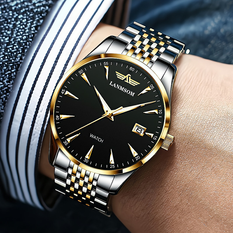 2023. gada jauns ikdienas sporta hronogrāfs vīriešu pulksteņi, nerūsējošā tērauda siksniņas rokas pulkstenis, liela izmēra kvarca pulkstenis ar gaismas rādītājiem un kastīti