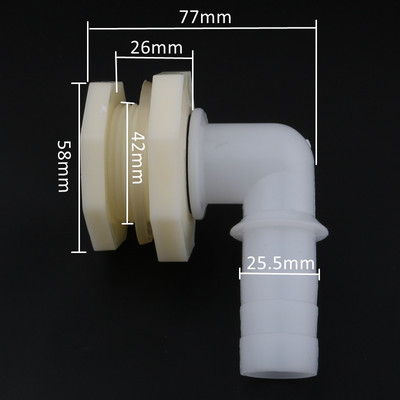 1/2" 3/4" kuni 20/25 mm 90-kraadine küünarnukk äravooluühendus Ühendus Akvaariumi paagi äravooluadapterid Kastmisveetorude liitmikud