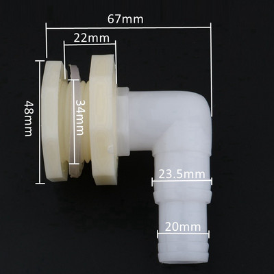 1/2" 3/4" kuni 20/25 mm 90-kraadine küünarnukk äravooluühendus Ühendus Akvaariumi paagi äravooluadapterid Kastmisveetorude liitmikud