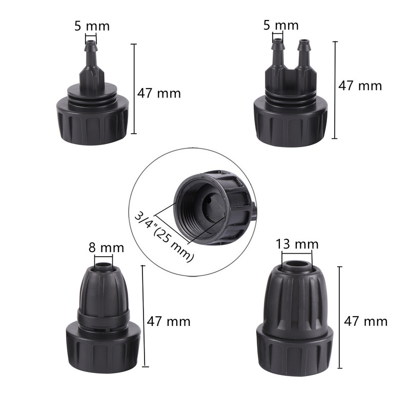 Dārza apūdeņošanas sistēma 1/2" līdz 3/4" sieviešu Eiropas standarta vītnes bloķēšanas savienotājs DN16 caurule 8/11 mm 4/7 mm šļūteņu sadalītāji