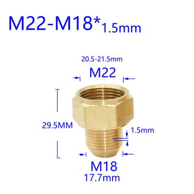Mjed 3/8" 1/2" M14 M18 M22 Konektor s navojem Muški Ženski Za slavinu pročistača vode s mjehurićima Bakreni spojevi Razmak zubaca 1,5 mm