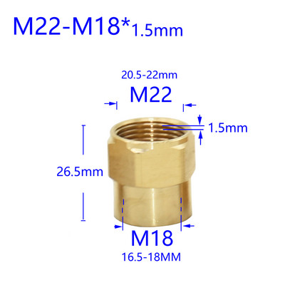 Mjed 3/8" 1/2" M14 M18 M22 Konektor s navojem Muški Ženski Za slavinu pročistača vode s mjehurićima Bakreni spojevi Razmak zubaca 1,5 mm