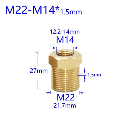 Mjed 3/8" 1/2" M14 M18 M22 Konektor s navojem Muški Ženski Za slavinu pročistača vode s mjehurićima Bakreni spojevi Razmak zubaca 1,5 mm