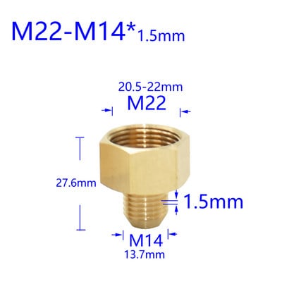 Mjed 3/8" 1/2" M14 M18 M22 Konektor s navojem Muški Ženski Za slavinu pročistača vode s mjehurićima Bakreni spojevi Razmak zubaca 1,5 mm