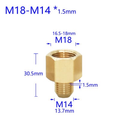 Mjed 3/8" 1/2" M14 M18 M22 Konektor s navojem Muški Ženski Za slavinu pročistača vode s mjehurićima Bakreni spojevi Razmak zubaca 1,5 mm