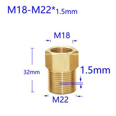 Mjed 3/8" 1/2" M14 M18 M22 Konektor s navojem Muški Ženski Za slavinu pročistača vode s mjehurićima Bakreni spojevi Razmak zubaca 1,5 mm