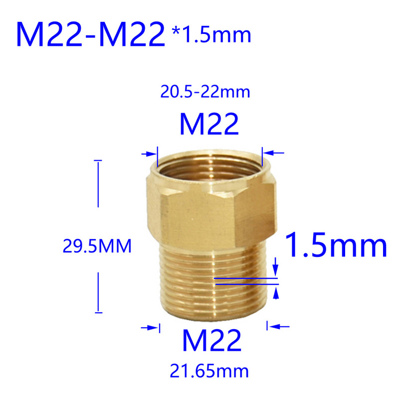 Mjed 3/8" 1/2" M14 M18 M22 Konektor s navojem Muški Ženski Za slavinu pročistača vode s mjehurićima Bakreni spojevi Razmak zubaca 1,5 mm