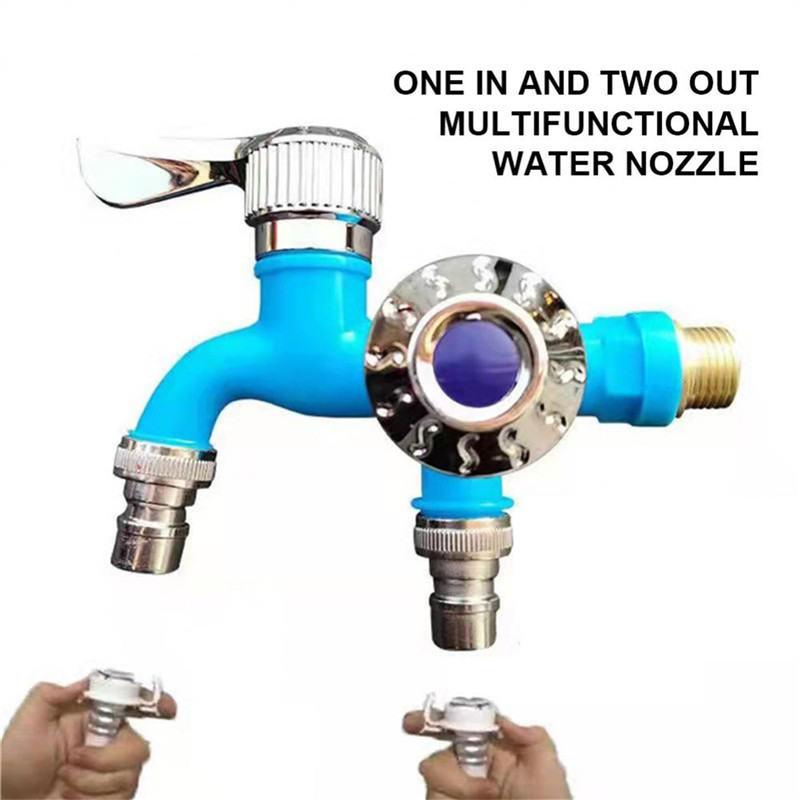 Dvostruka kontrola Dvostruka izlazna slavina za vodu 1/2" Univerzalno sučelje Plastična slavina Kućna kupaonska crijevo za navodnjavanje Brzi priključak