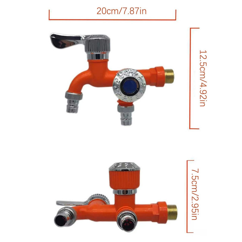 Dvostruka kontrola Dvostruka izlazna slavina za vodu 1/2" Univerzalno sučelje Plastična slavina Kućna kupaonska crijevo za navodnjavanje Brzi priključak