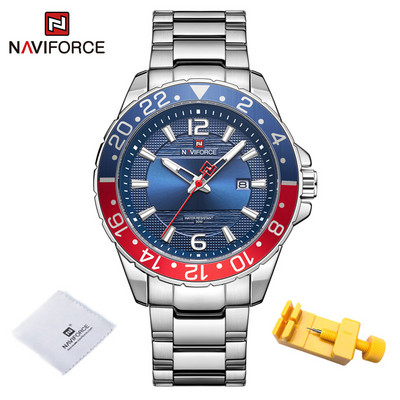 Naviforce labākais modes pulkstenis vīriešiem nerūsējošā tērauda ūdensizturīgs militārs vīriešu pulksteņi, kvarca datums, liela ciparnīca, pulkstenis Relogio Masculino