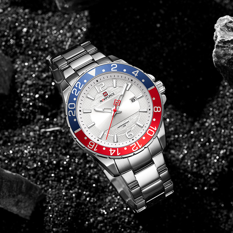 Naviforce labākais modes pulkstenis vīriešiem nerūsējošā tērauda ūdensizturīgs militārs vīriešu pulksteņi, kvarca datums, liela ciparnīca, pulkstenis Relogio Masculino