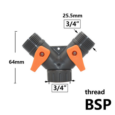 1/2 3/4-tolline 2-suunaline aiavooliku veejaotur Y-tüüpi voolikuühendus kiirühendusega tilgakastmissüsteemi veekontrolleri ventiil