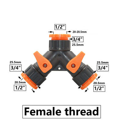 1/2 3/4-tolline 2-suunaline aiavooliku veejaotur Y-tüüpi voolikuühendus kiirühendusega tilgakastmissüsteemi veekontrolleri ventiil