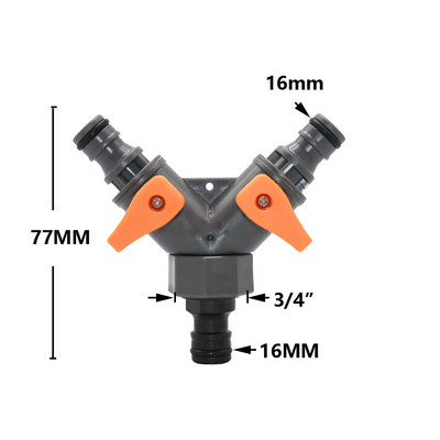 1/2 3/4-tolline 2-suunaline aiavooliku veejaotur Y-tüüpi voolikuühendus kiirühendusega tilgakastmissüsteemi veekontrolleri ventiil