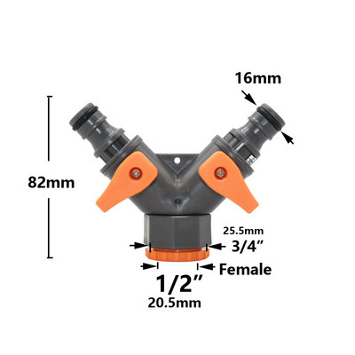1/2 3/4-tolline 2-suunaline aiavooliku veejaotur Y-tüüpi voolikuühendus kiirühendusega tilgakastmissüsteemi veekontrolleri ventiil