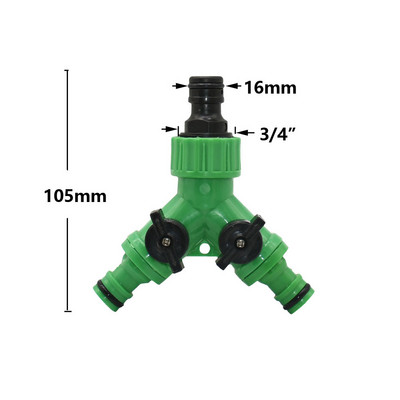 1/2 3/4-tolline 2-suunaline aiavooliku veejaotur Y-tüüpi voolikuühendus kiirühendusega tilgakastmissüsteemi veekontrolleri ventiil