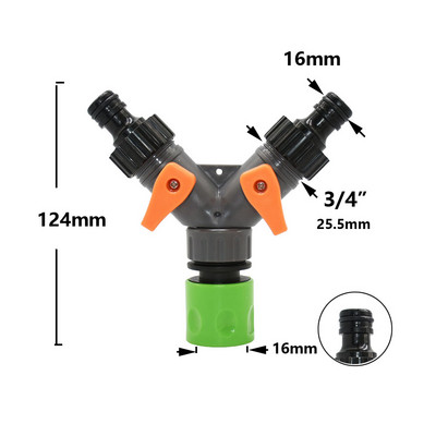 1/2 3/4-tolline 2-suunaline aiavooliku veejaotur Y-tüüpi voolikuühendus kiirühendusega tilgakastmissüsteemi veekontrolleri ventiil