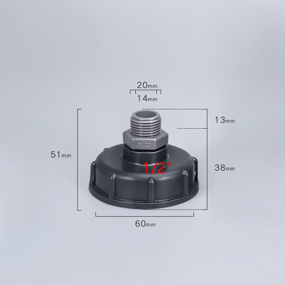 IBC tvertnes adapteris 60 mm rupja vītne līdz 1/2`` 3/4`` 1`` dārza šļūtenes savienotājs Izturīgi ūdens tvertnes piederumi