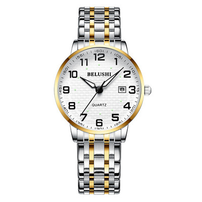 Liela ciparnīca Pāra pulksteņa numurs Datums Viegli saskatāmi Veci cilvēki Pilnībā nerūsējošā tērauda kvarca pulkstenis Sieviešu Vīriešu Pulksteņi Gaismas A3564