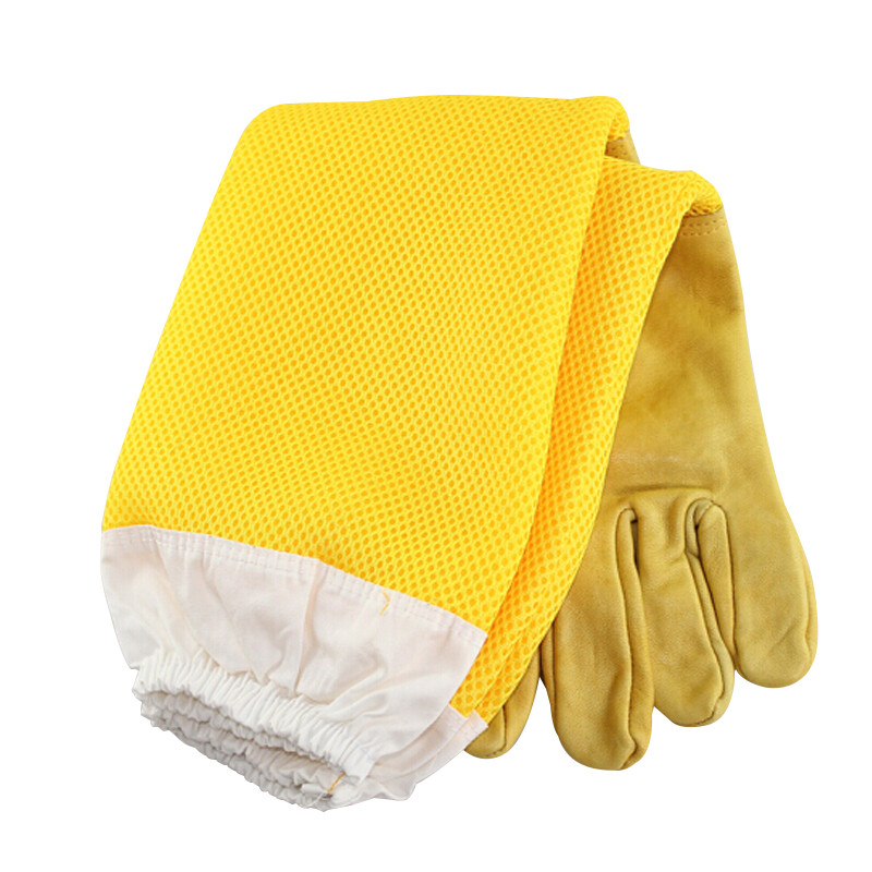 1 pāris biškopības cimdi Dzelo aitādas garie cimdi biškopjiem Biškopības instrumentiAizsargpiedurknes Tīkla elpojošs Anti Bee