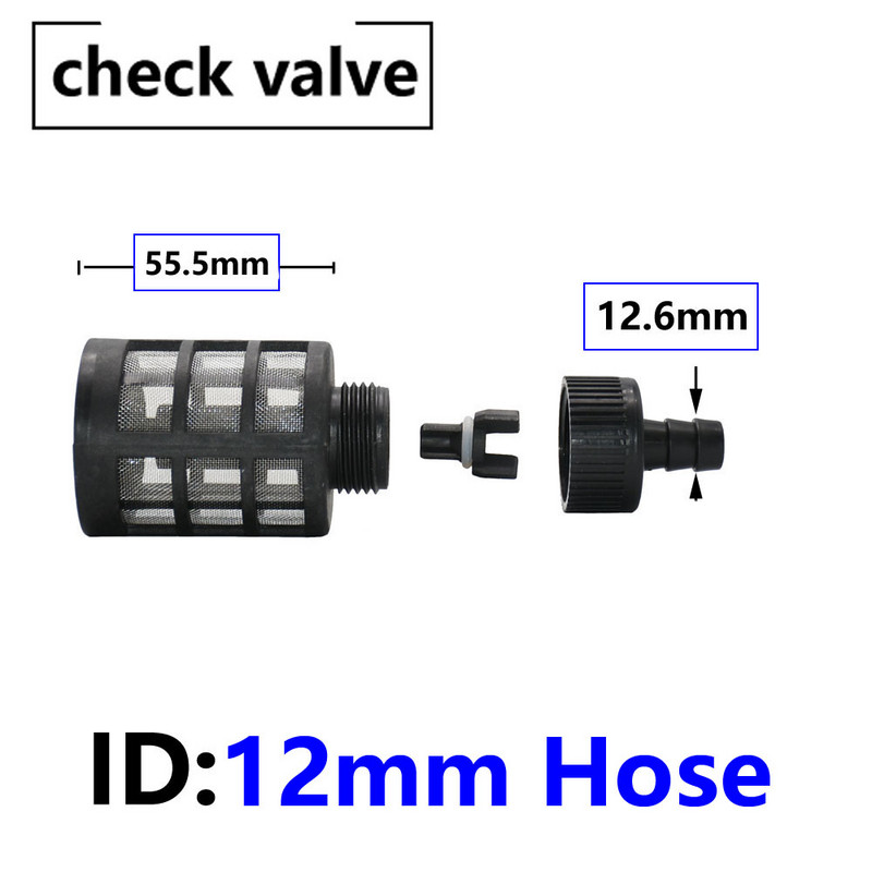 8/9/10/12/13mm šļūtene Caurules filtrs Automazgātava Dārza apūdeņošanas filtri Smidzinātājs Sūknis Filtrēšana Pretvārsts Tīkla sietiņš Nipelis 16mm