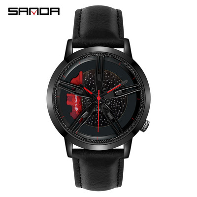 Vīriešu kvarca rokas pulksteņu sacīkšu riteņu ciparnīca pielāgota dizaina auto ūdensnecaurlaidīgs pulkstenis, āda pielāgots, nedrukājams riteņu loka rumbas pulksteņi