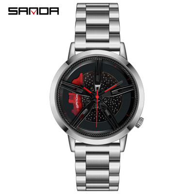 Vīriešu kvarca rokas pulksteņu sacīkšu riteņu ciparnīca pielāgota dizaina auto ūdensnecaurlaidīgs pulkstenis, āda pielāgots, nedrukājams riteņu loka rumbas pulksteņi