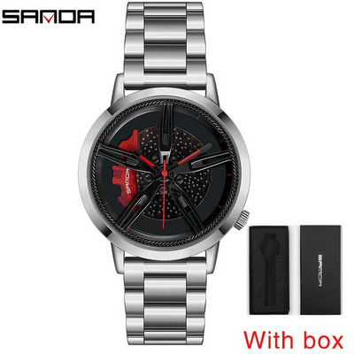 Vīriešu kvarca rokas pulksteņu sacīkšu riteņu ciparnīca pielāgota dizaina auto ūdensnecaurlaidīgs pulkstenis, āda pielāgots, nedrukājams riteņu loka rumbas pulksteņi