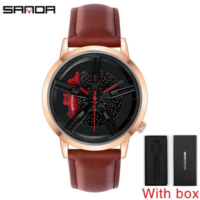 Vīriešu kvarca rokas pulksteņu sacīkšu riteņu ciparnīca pielāgota dizaina auto ūdensnecaurlaidīgs pulkstenis, āda pielāgots, nedrukājams riteņu loka rumbas pulksteņi