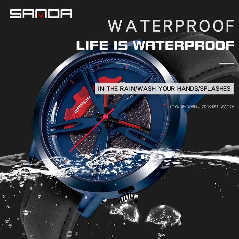 Vīriešu kvarca rokas pulksteņu sacīkšu riteņu ciparnīca pielāgota dizaina auto ūdensnecaurlaidīgs pulkstenis, āda pielāgots, nedrukājams riteņu loka rumbas pulksteņi
