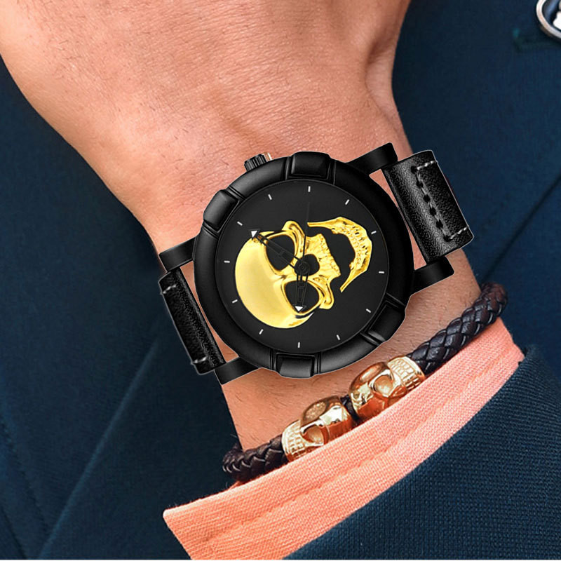 Kreatív divat, 2023, koponya, kvarc karóra, férfi rozsdamentes acél szíjas sportóra Vízálló férfi óra Relogio Masculino