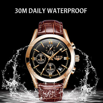 2023 LIGE Нови модни мъжки часовници Топ марка Луксозен военен кварцов часовник Премиум кожен водоустойчив спортен часовник с хронограф Мъжки