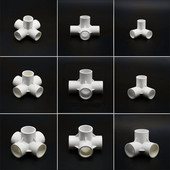 3/4/5 virzienu 20/25/32/50 mm PVC cauruļu savienotāju veidgabali DIY plastmasas ūdens cauruļu savienotāja savienojuma caurule DN15 DN20 DN25 DN40