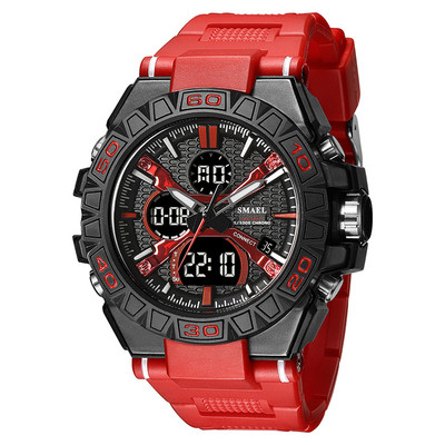 Jauni vīriešu modes pulksteņi Kvarca pulkstenis Ūdensizturīgs 50 M vīriešu digitālais pulkstenis Led 8071 Smael zīmola pulkstenis militārajam sportam ar dubultu displeju