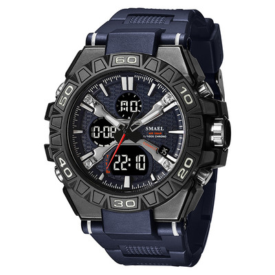 Jauni vīriešu modes pulksteņi Kvarca pulkstenis Ūdensizturīgs 50 M vīriešu digitālais pulkstenis Led 8071 Smael zīmola pulkstenis militārajam sportam ar dubultu displeju