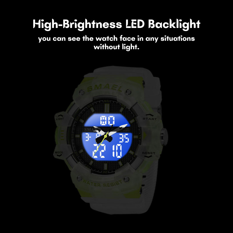 Professzionális katonai karóra SMAEL vízálló férfi sportóra kronográfos stopper EL háttérvilágítású kvarc karóra férfiaknak 8080