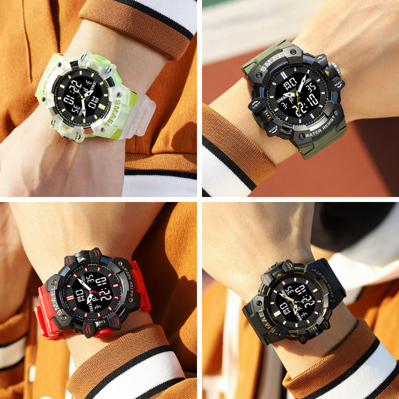 Professzionális katonai karóra SMAEL vízálló férfi sportóra kronográfos stopper EL háttérvilágítású kvarc karóra férfiaknak 8080