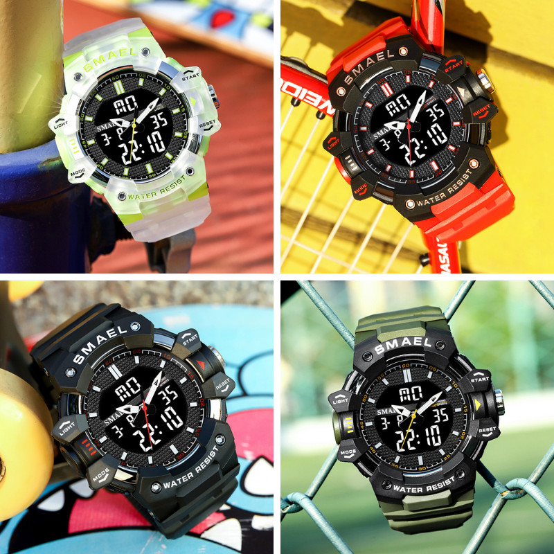Professzionális katonai karóra SMAEL vízálló férfi sportóra kronográfos stopper EL háttérvilágítású kvarc karóra férfiaknak 8080