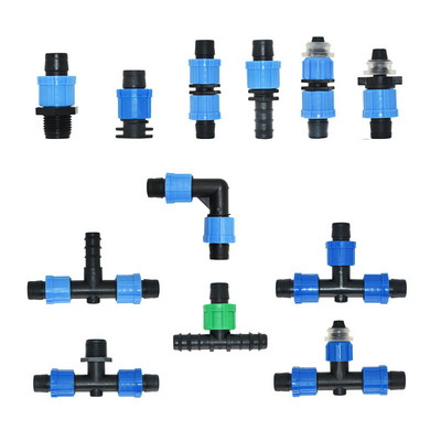 5gab 16 mm apūdeņošanas pilienu lentes savienotāji T-veida elkoņa gala spraudnis remonta savienotājs Lauksaimniecības ūdens taupīšanas apūdeņošanas šļūtenes savienojums