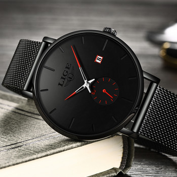 Ανδρικά ρολόγια με ζώνη LIGE 2022 New Fashion Mesh Belt Ανδρικά Ρολόγια Αδιάβροχο Χαλαζία Ανδρικό ρολόι από ανοξείδωτο ατσάλι Date Casual ρολόι